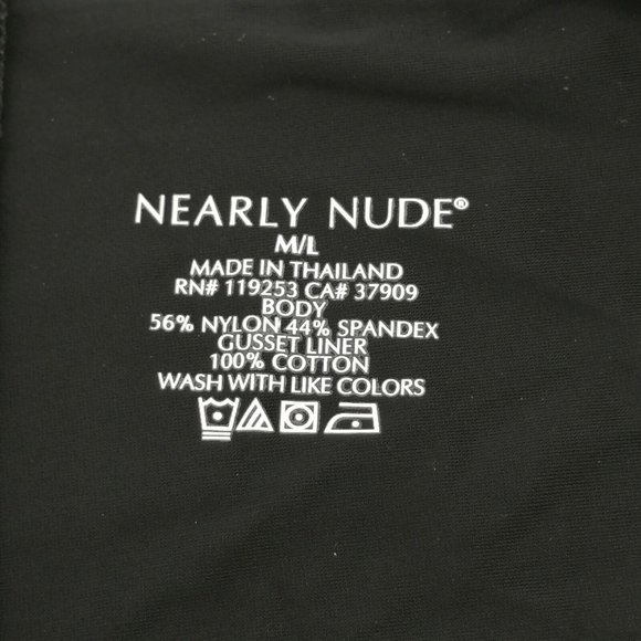 Nearly Nude Womens Panties Black Tap Pants Nylon Blend Cotton Liner M/L NEW - Picture 8 of 9